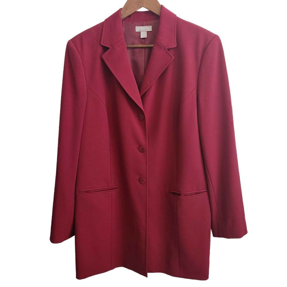NORDSTROM Button Front Burgundy Blazer Size 14